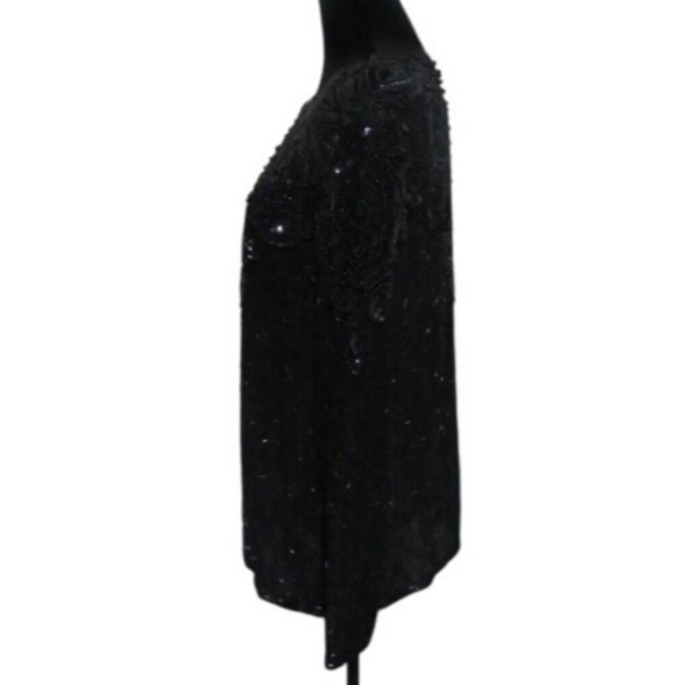 Adrianna Papell Evening 100% Italian Silk Hand Beaded Jacket Medium 10 Vintage - Picture 5 of 7